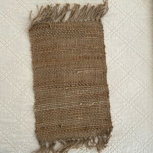 Boho Woven fringe burlap, small rectangle table runner